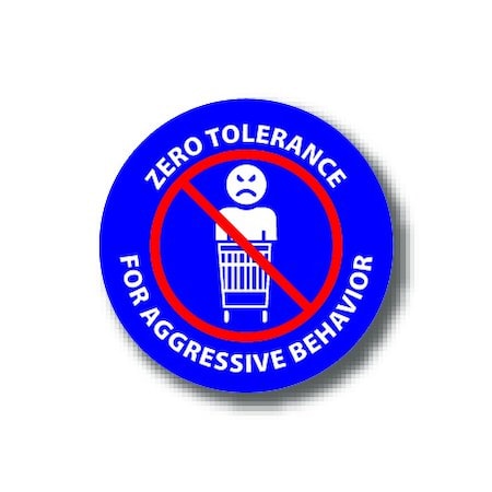 Ergomat 6in CIRCLE SIGNS Zero Tolerance For Aggressive Behavior DSV-SIGN 36 #3968 -UEN